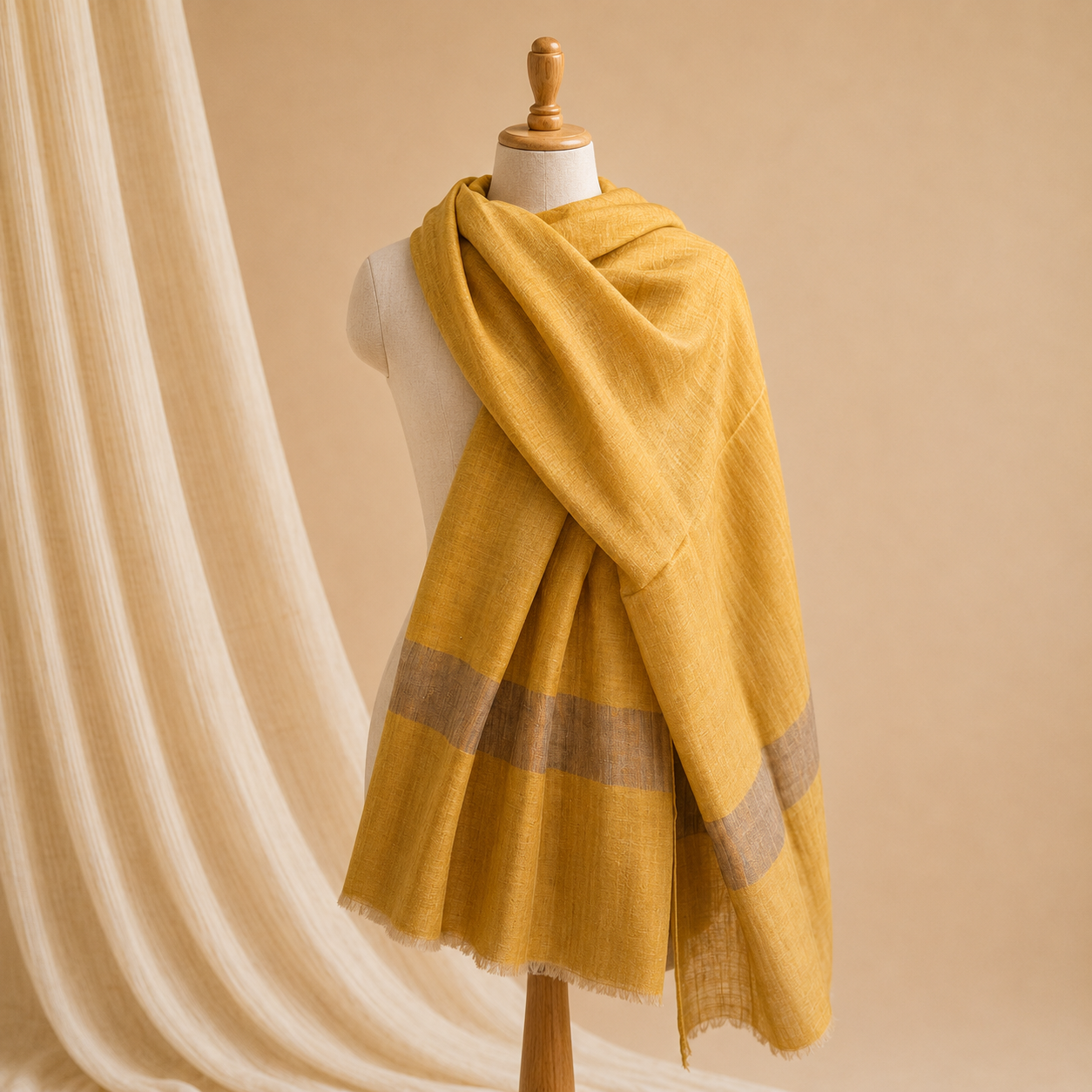Merino wool moonlight border zari stole