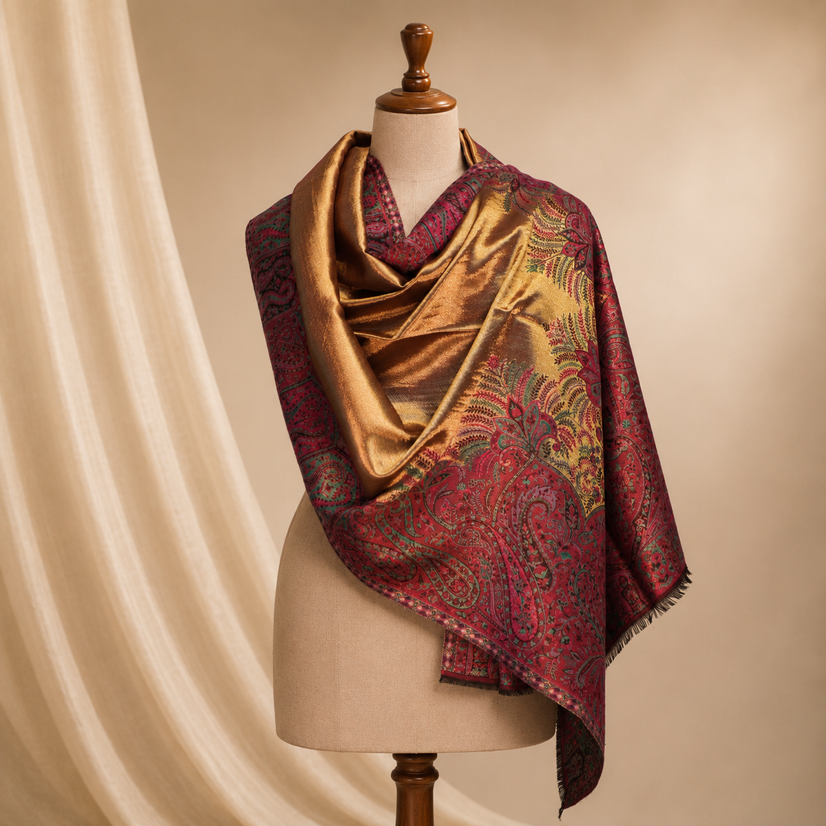 Wool modal kani border stole