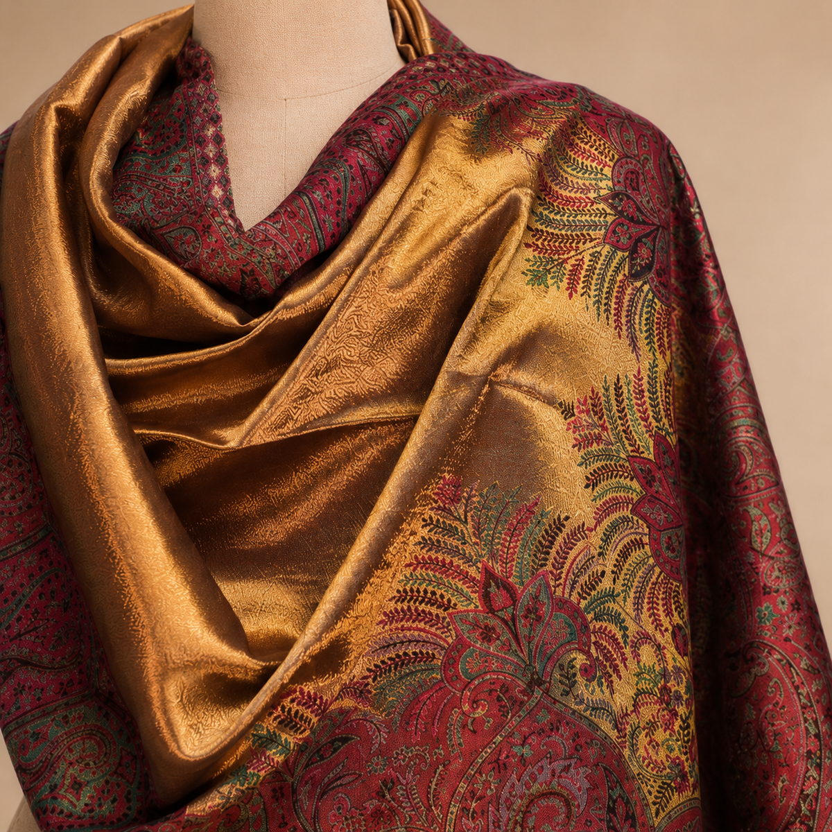 Wool modal kani border stole