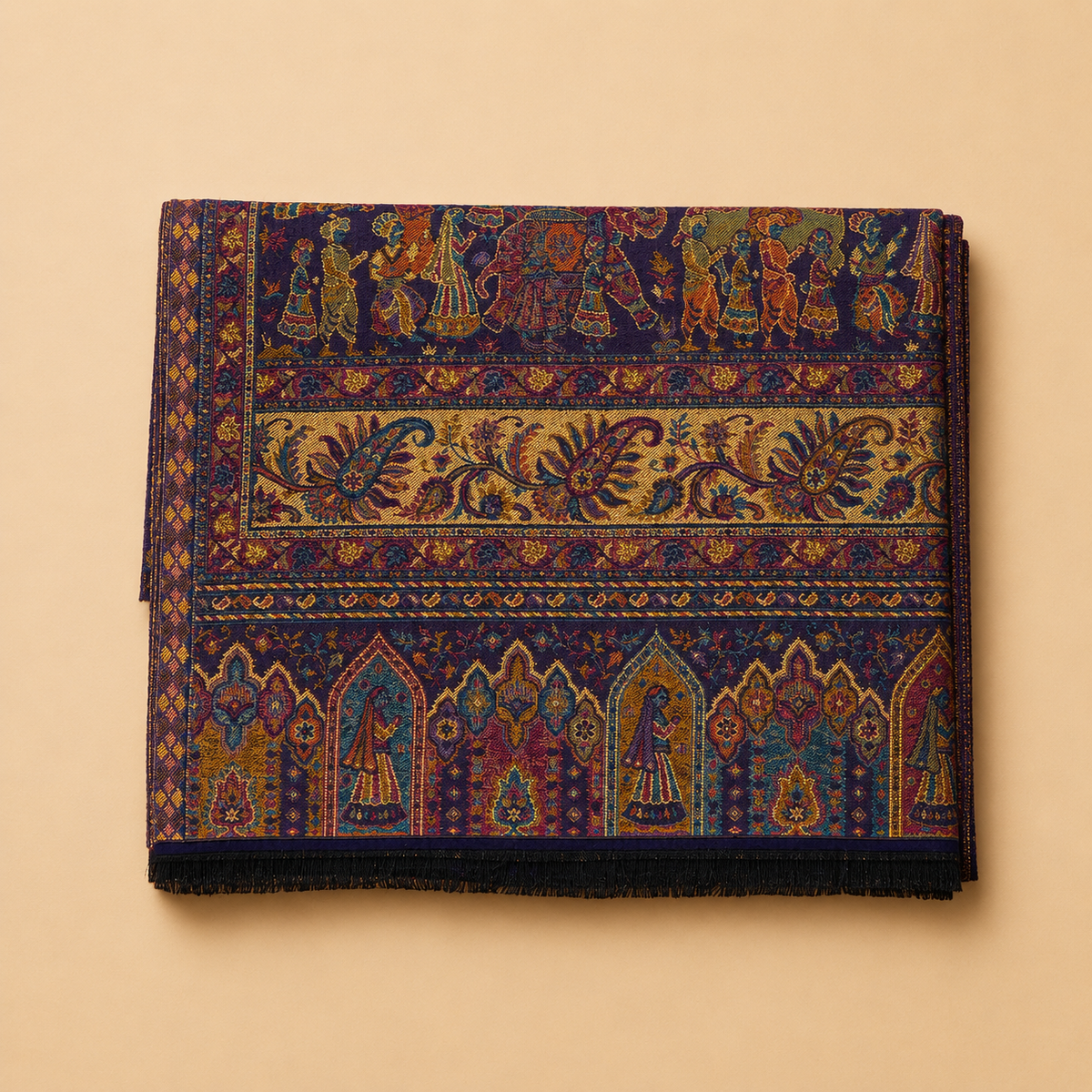 Wool modal kani border stole