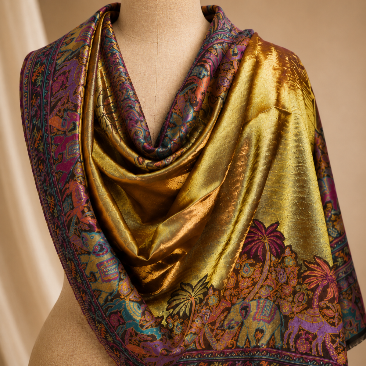 Wool modal kani border stole