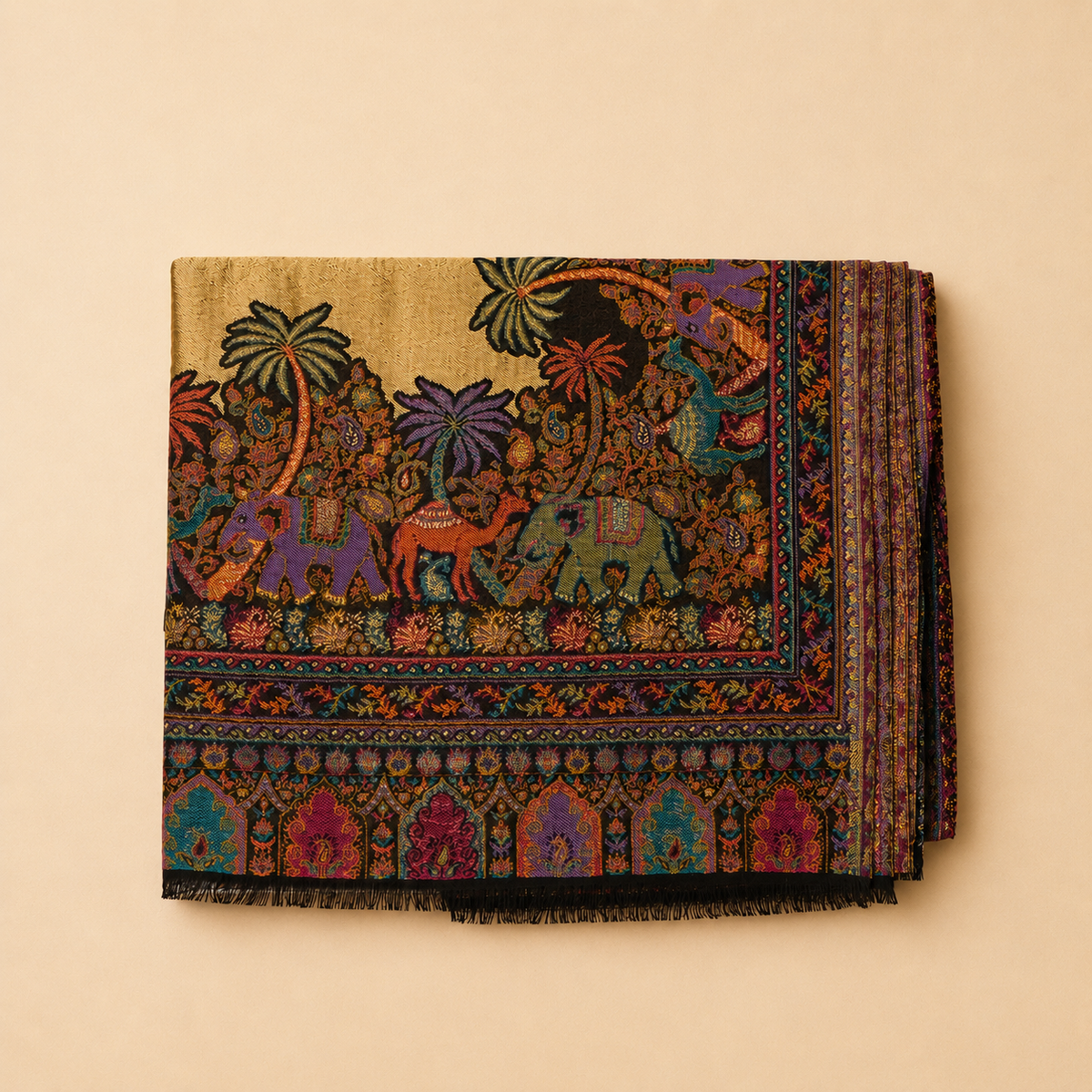 Wool modal kani border stole
