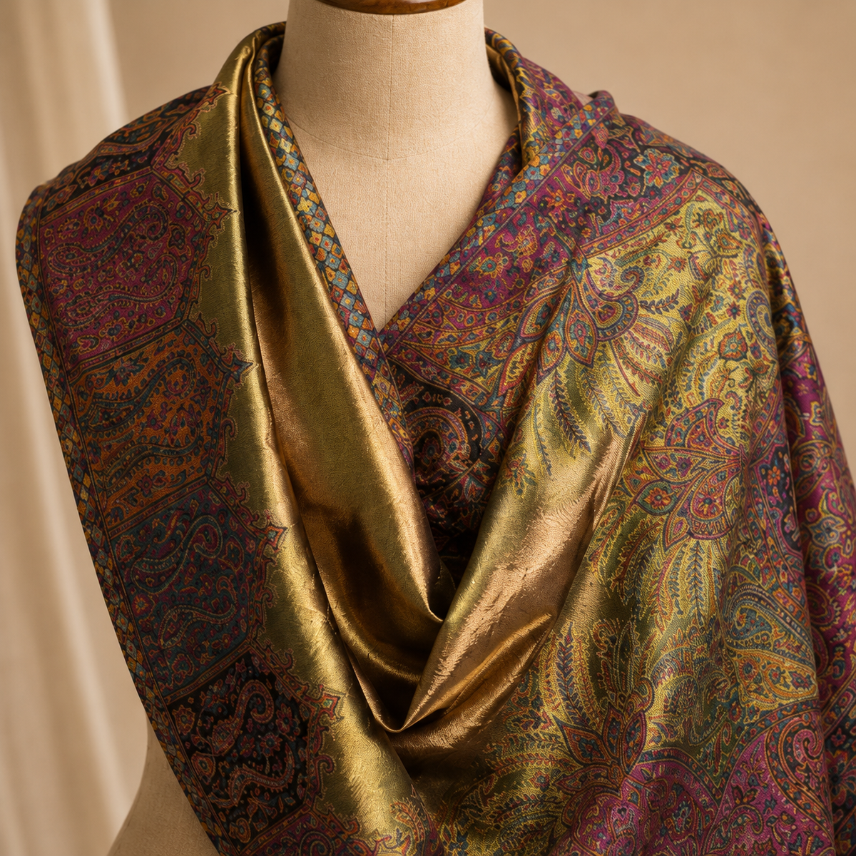 Wool modal kani border stole