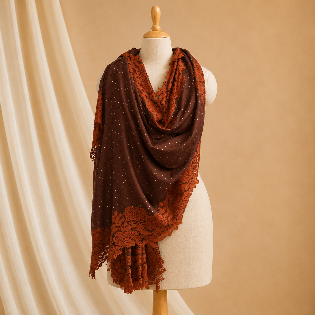 Pashmina lace stole