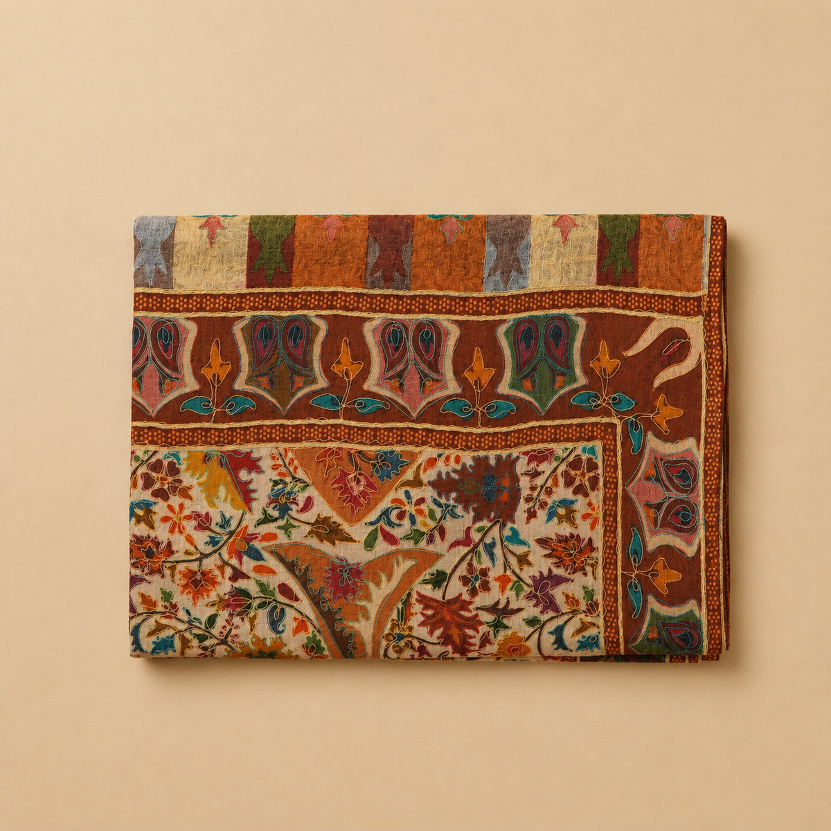 Machine pashmina kalamkari stole