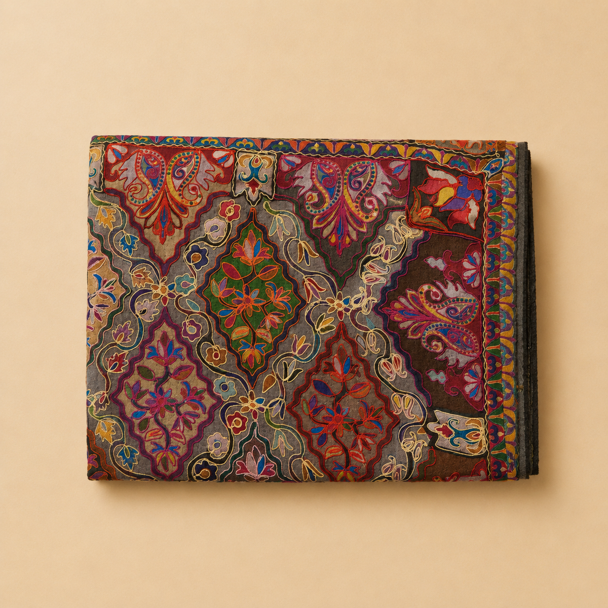Machine pashmina kalamkari stole