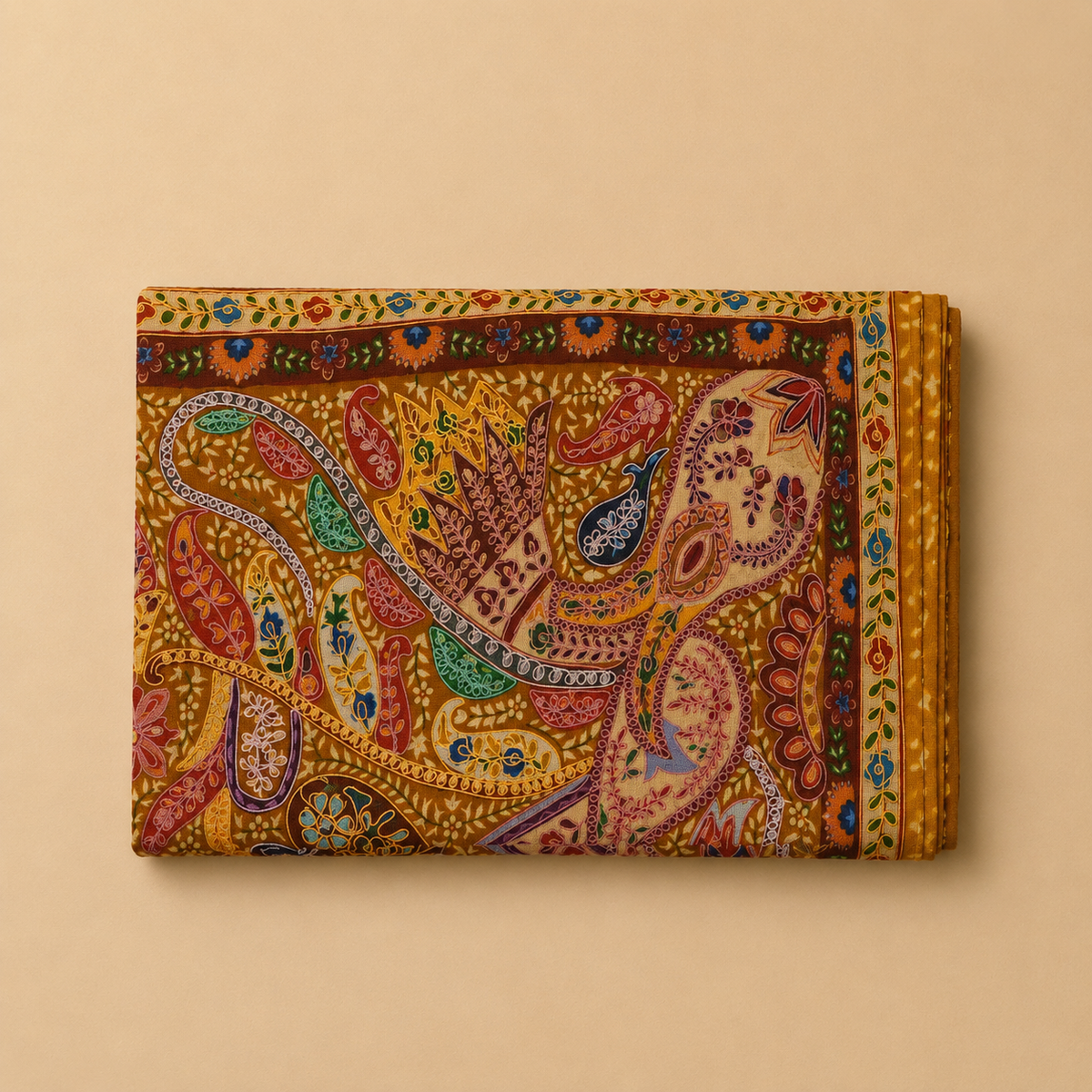 Machine pashmina kalamkari stole