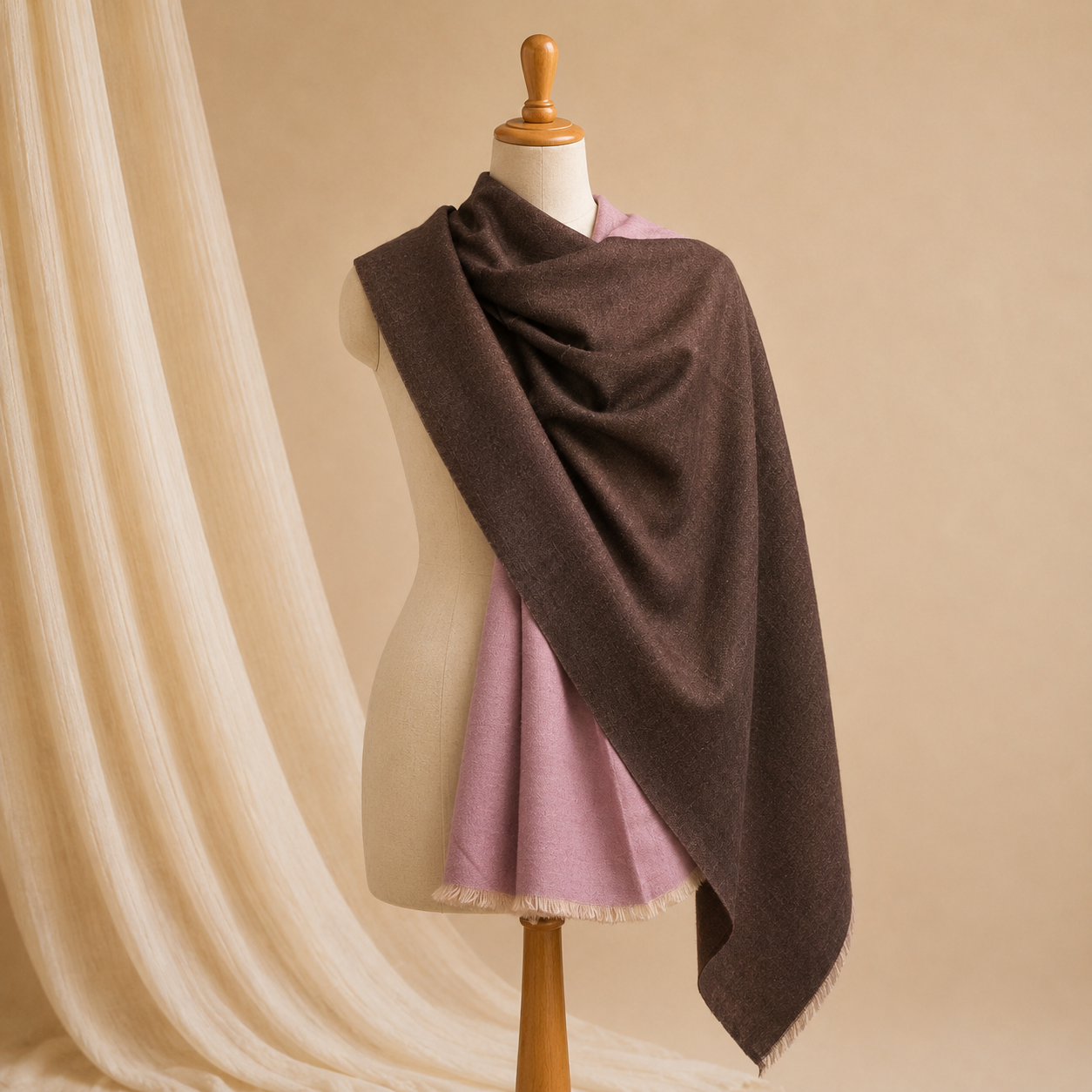 Merino wool double shade stole