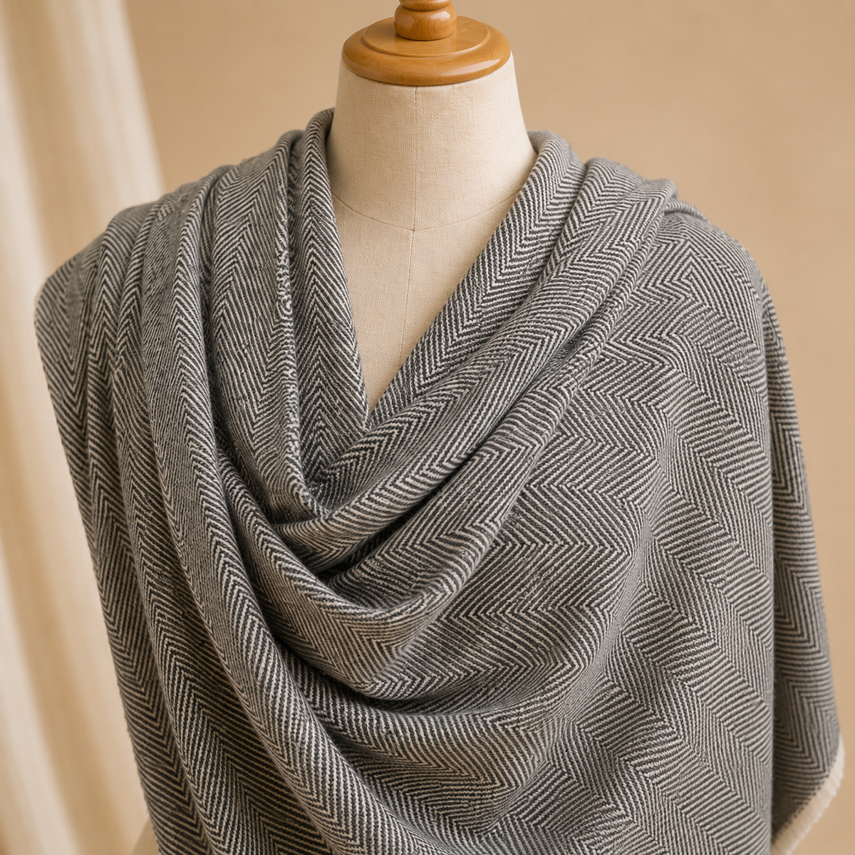 Zig-zag pattern acrylic wool stole
