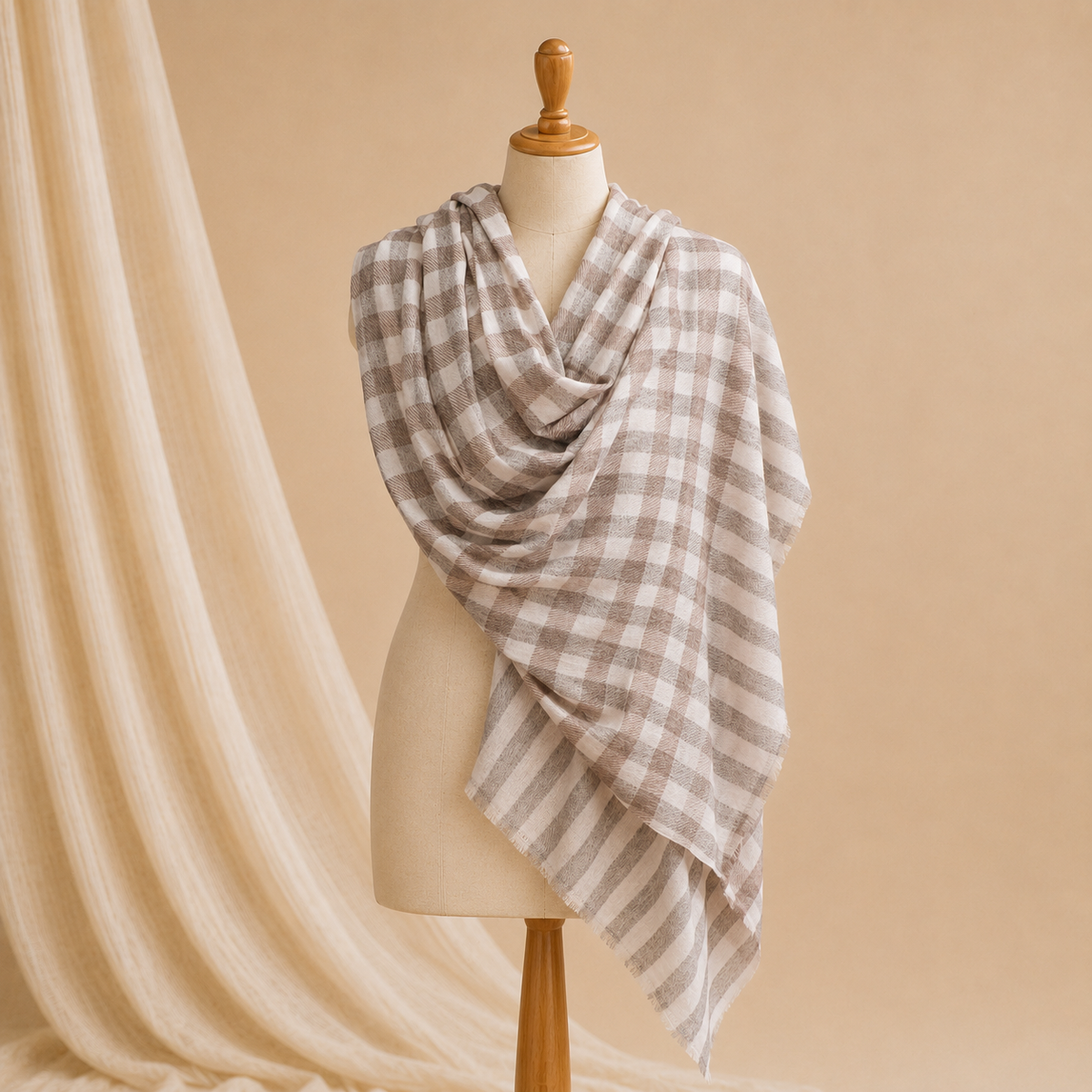 Nepali pashmina checked stole