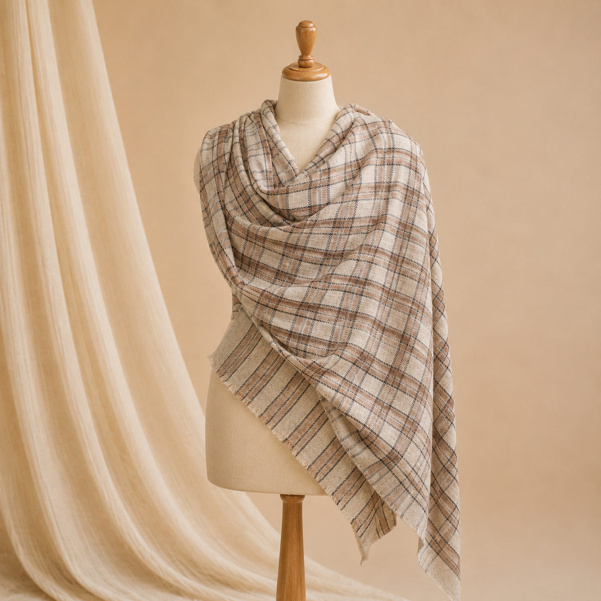 Nepali pashmina checked stole