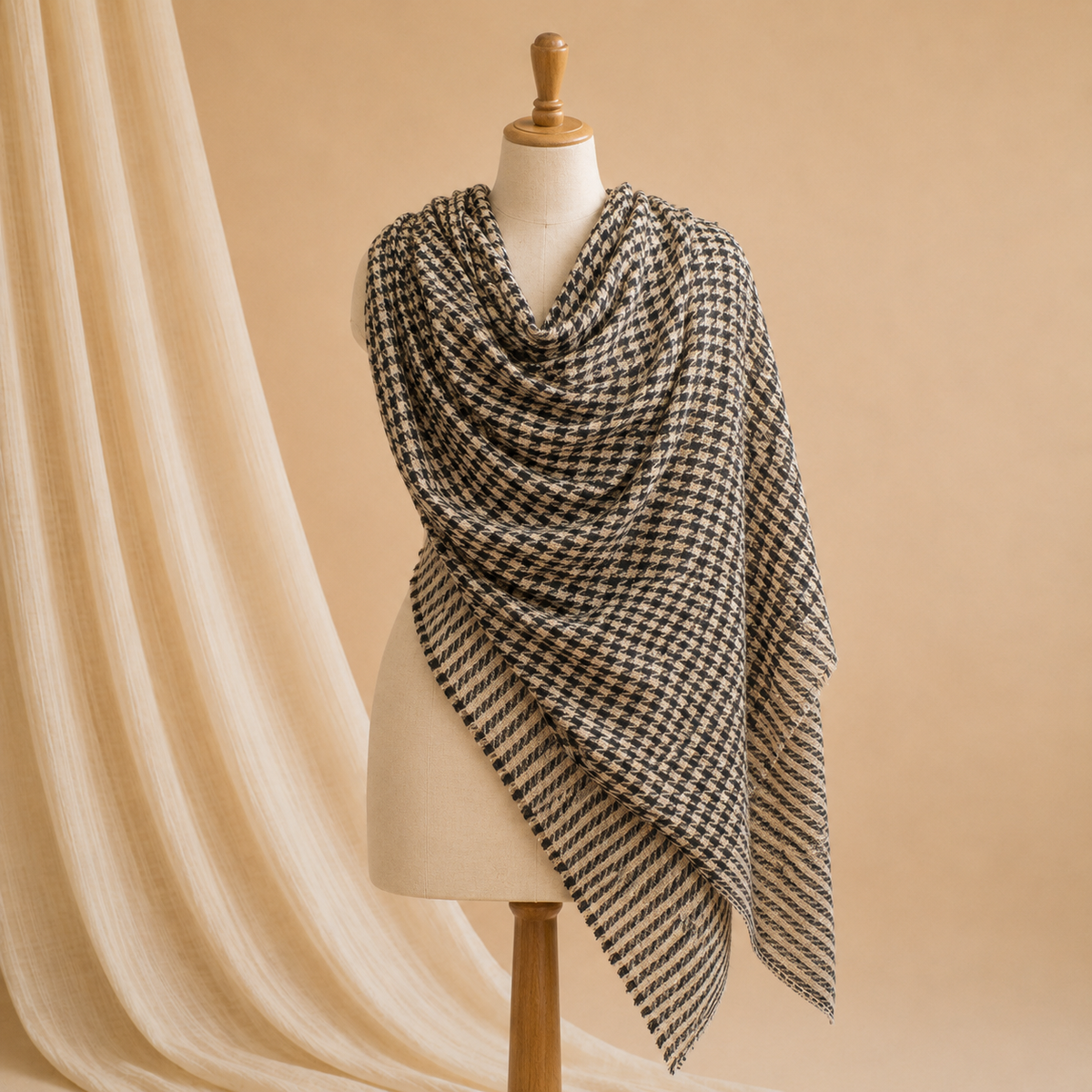 Nepali pashmina checked stole