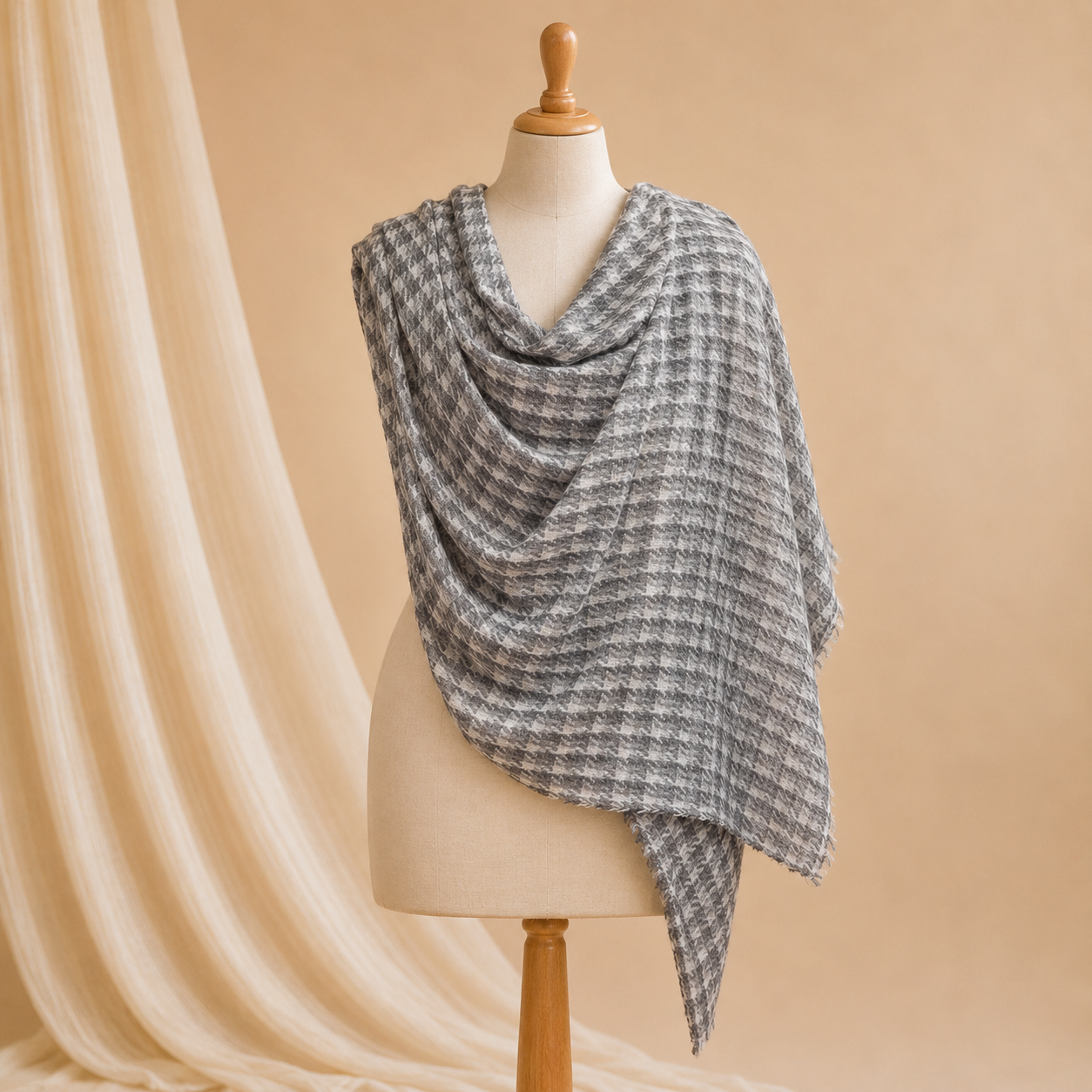 Nepali pashmina checked stole