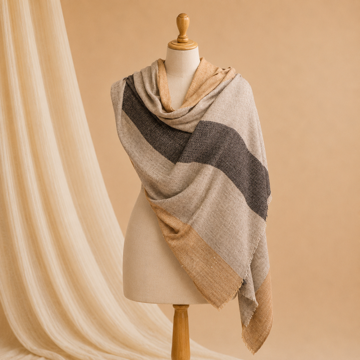 Nepali pashmina checked stole