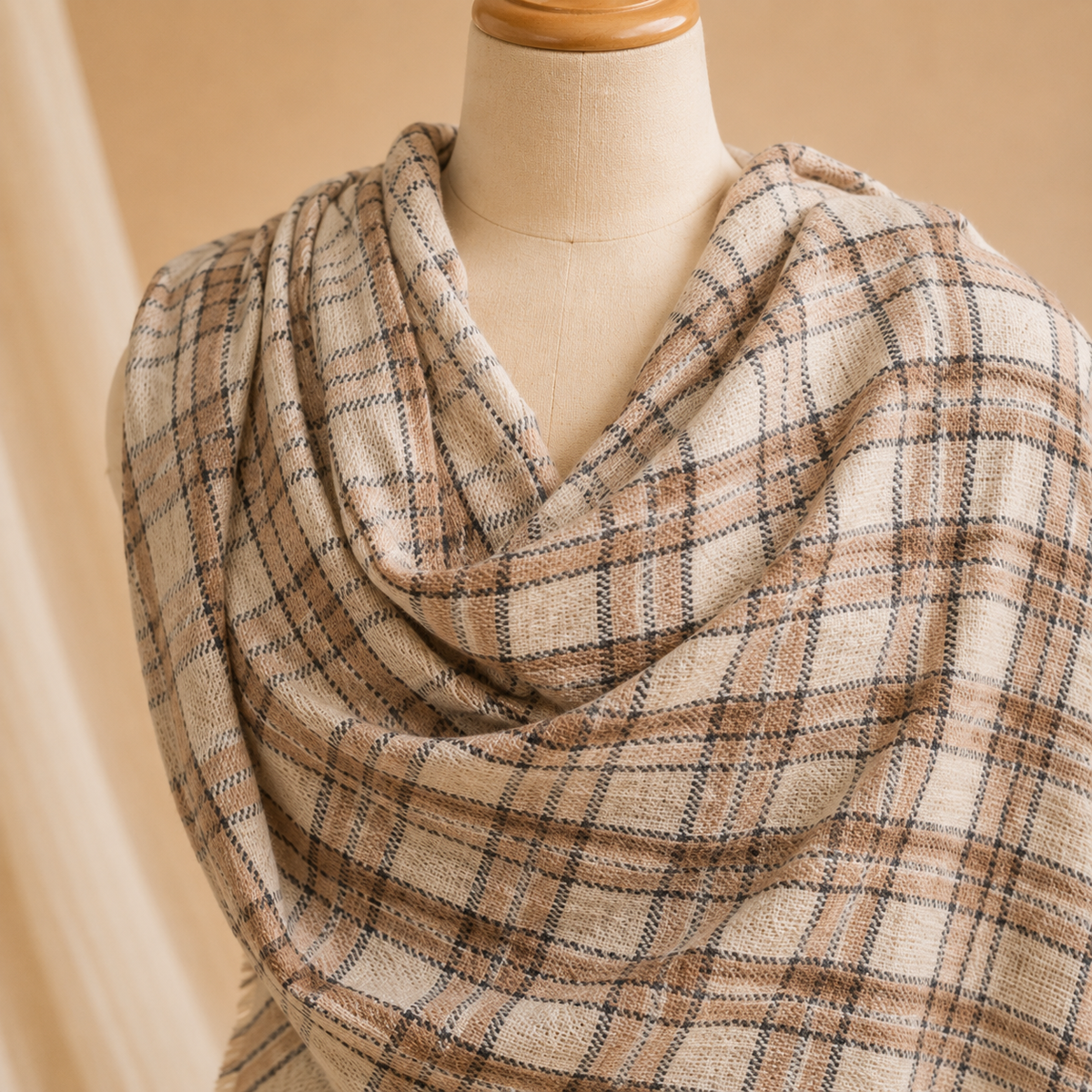 Nepali pashmina checked stole