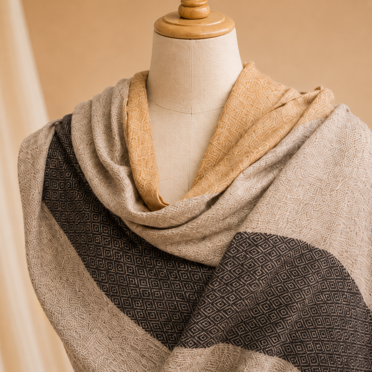 Nepali pashmina checked stole