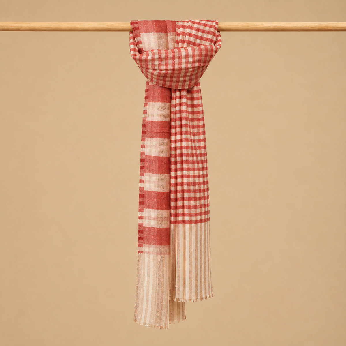 Pashmina check reversible stole