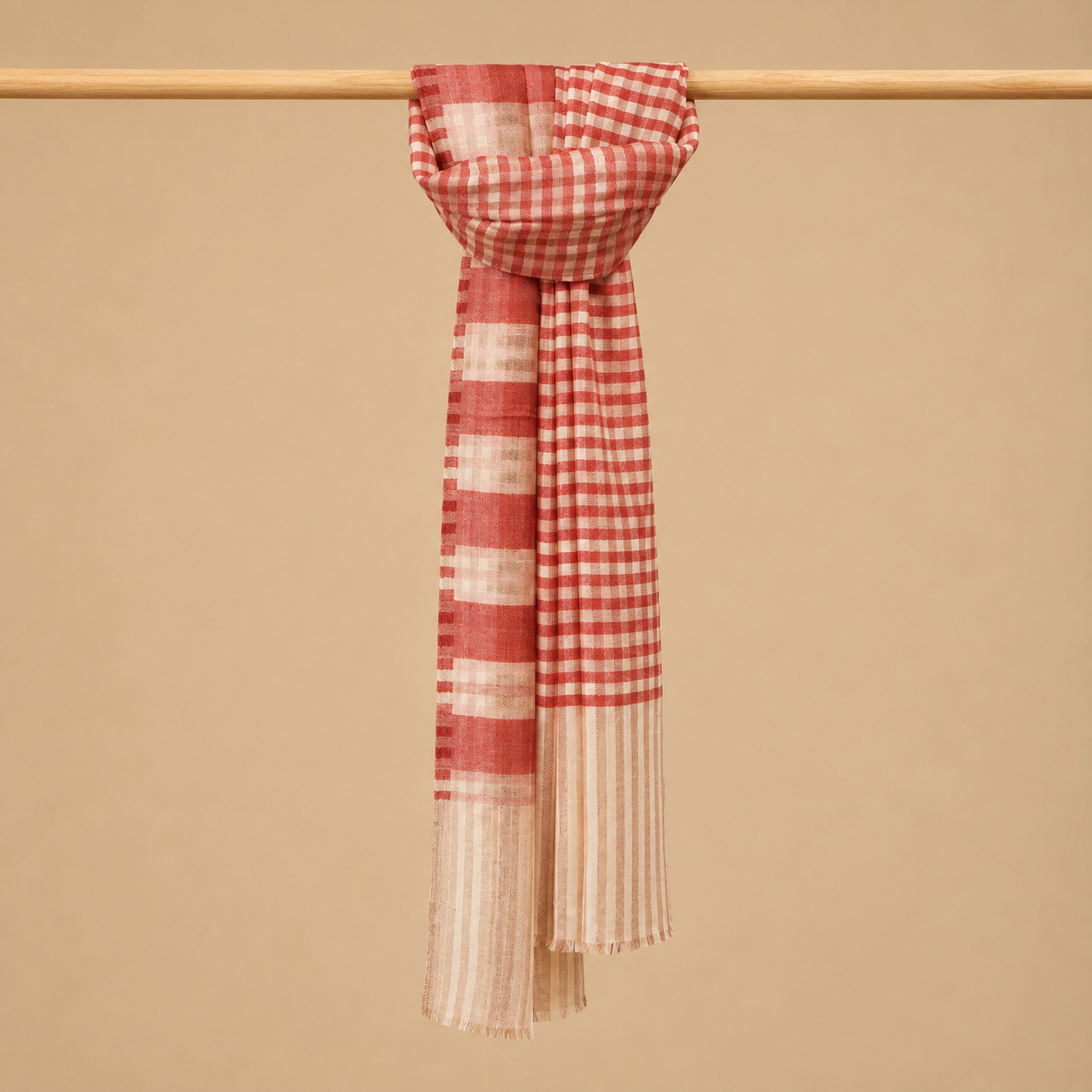 Pashmina check reversible stole
