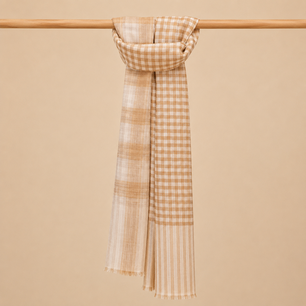 Pashmina check reversible stole