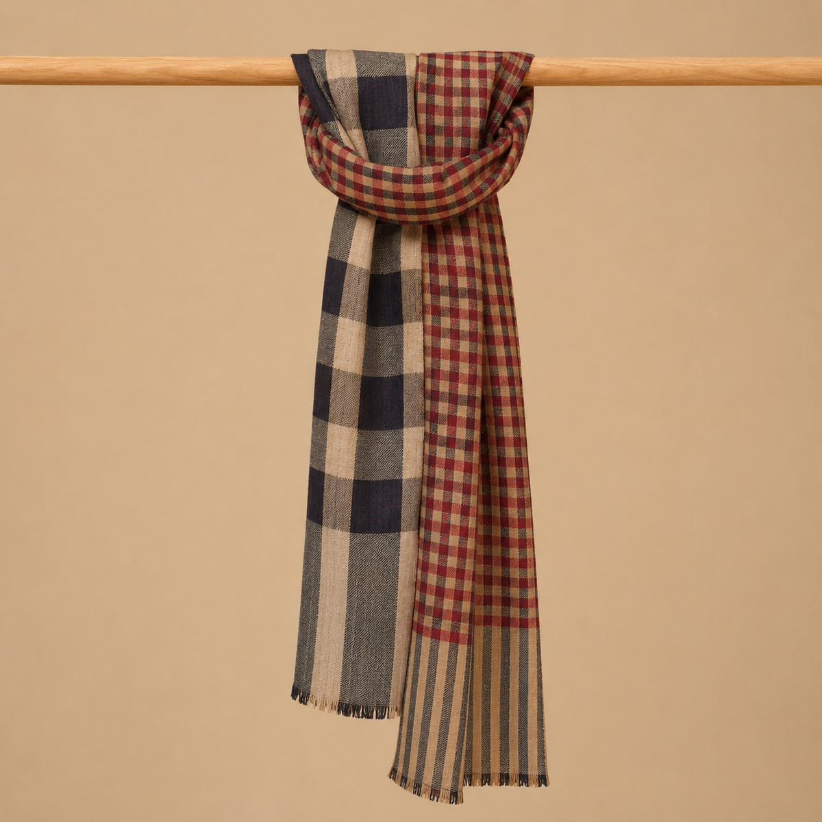 Pashmina check reversible stole