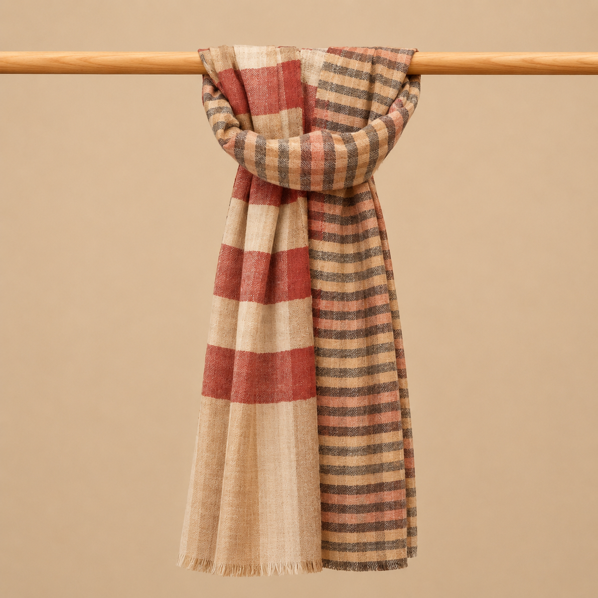 Pashmina check reversible stole