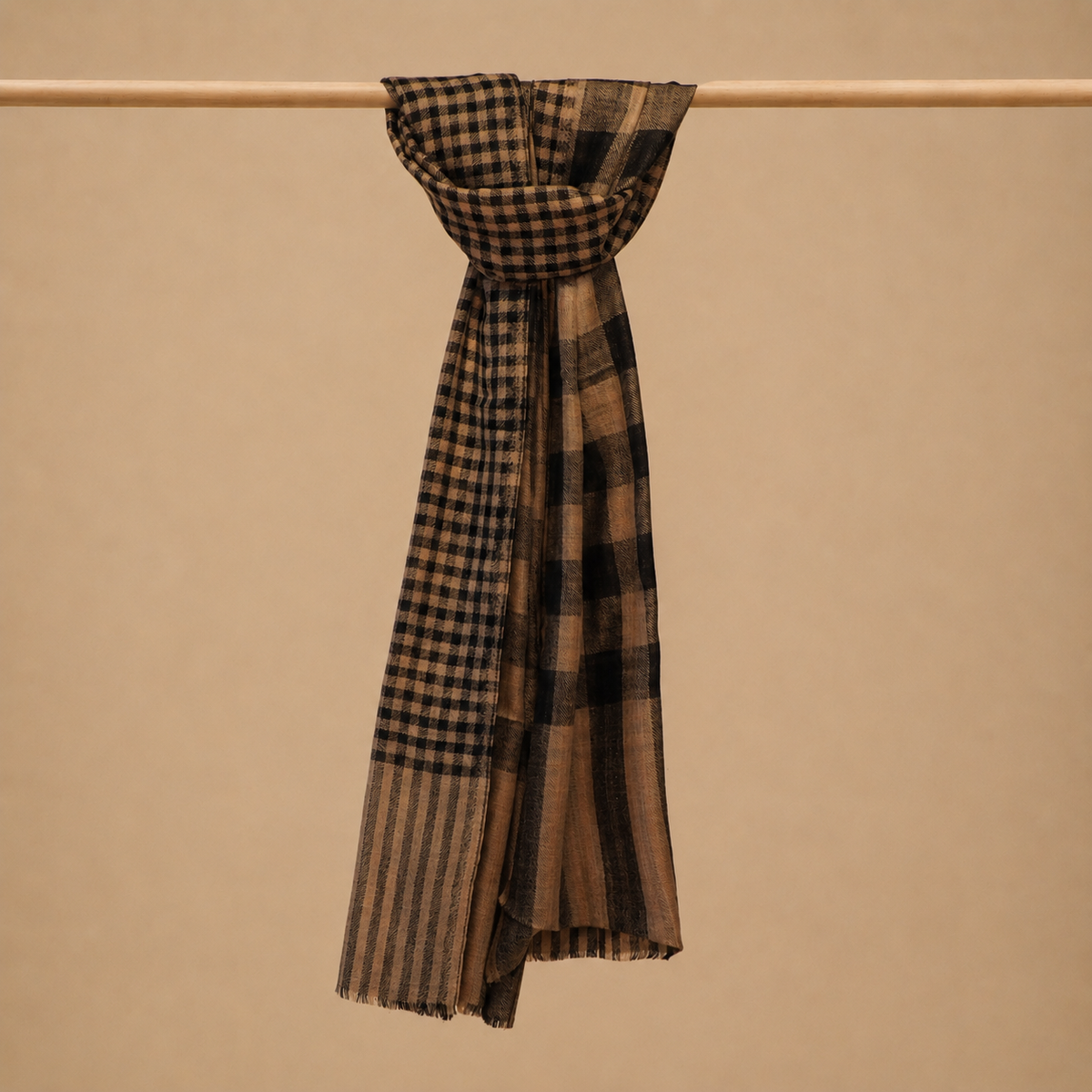 Pashmina check reversible stole