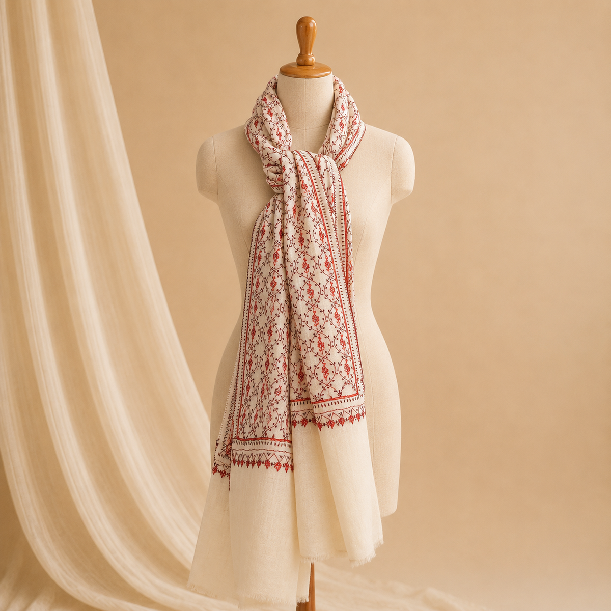 Semi-pashmina jali stole