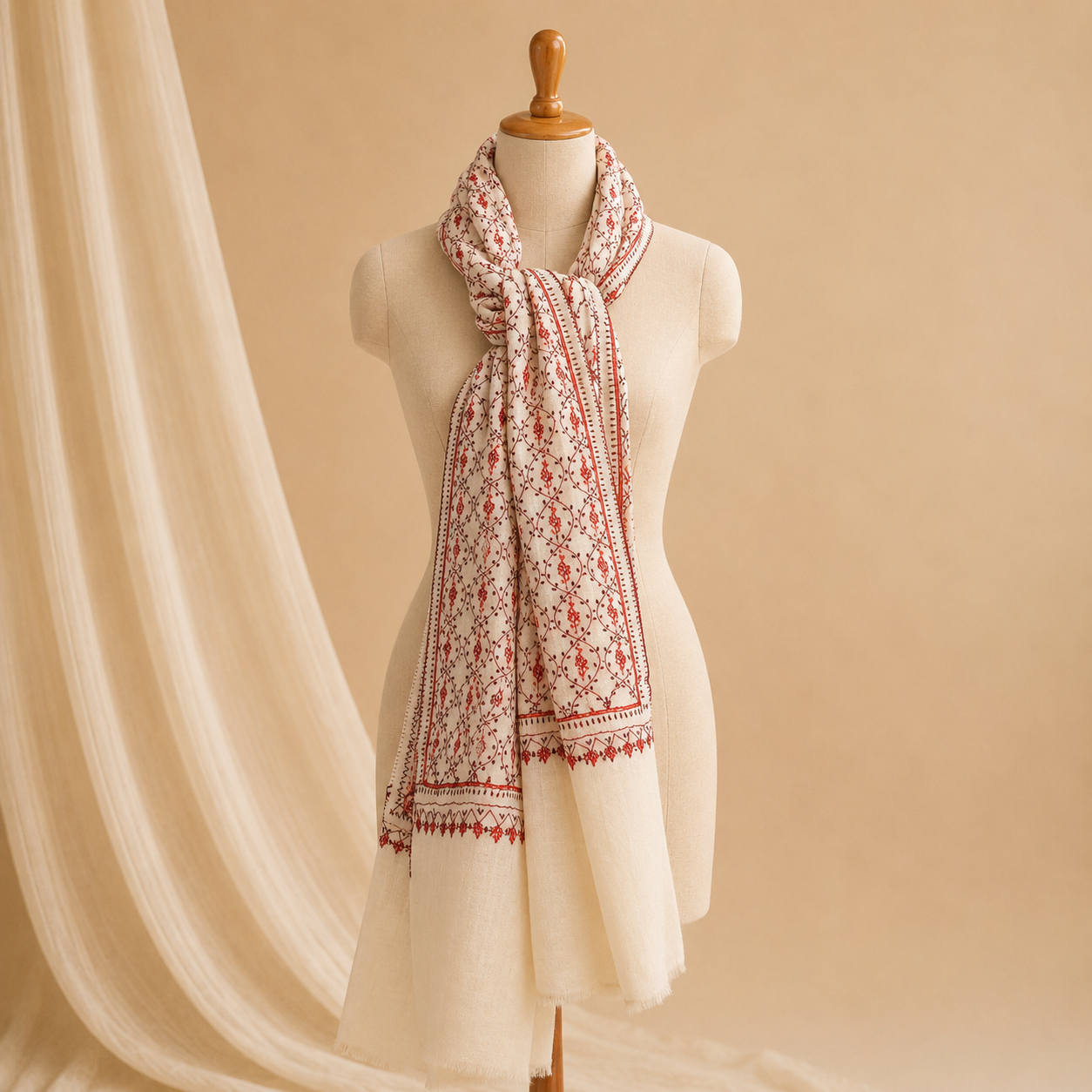 Semi-pashmina jali stole