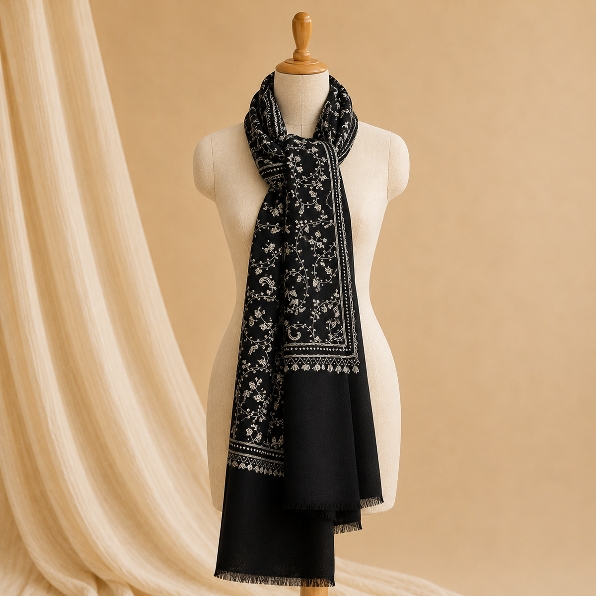 Semi-pashmina jali stole