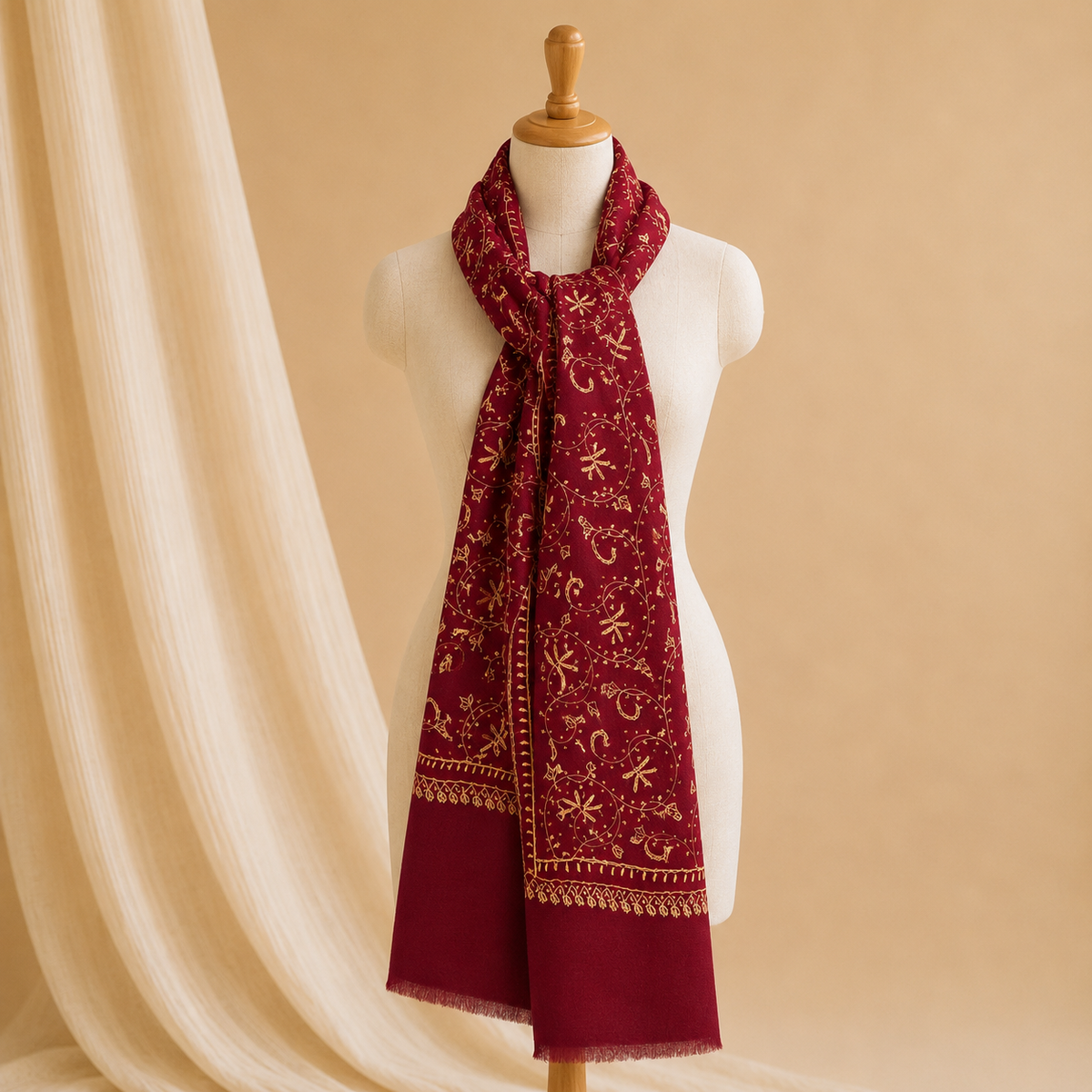 Semi-pashmina jali stole