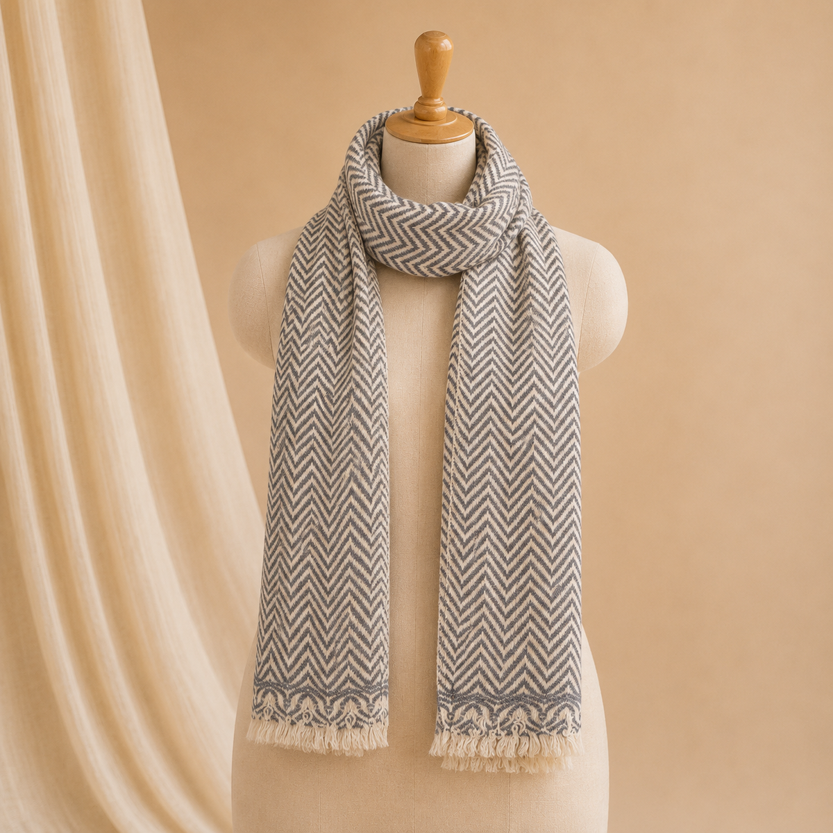 Nepali pashmina zig-zag stole