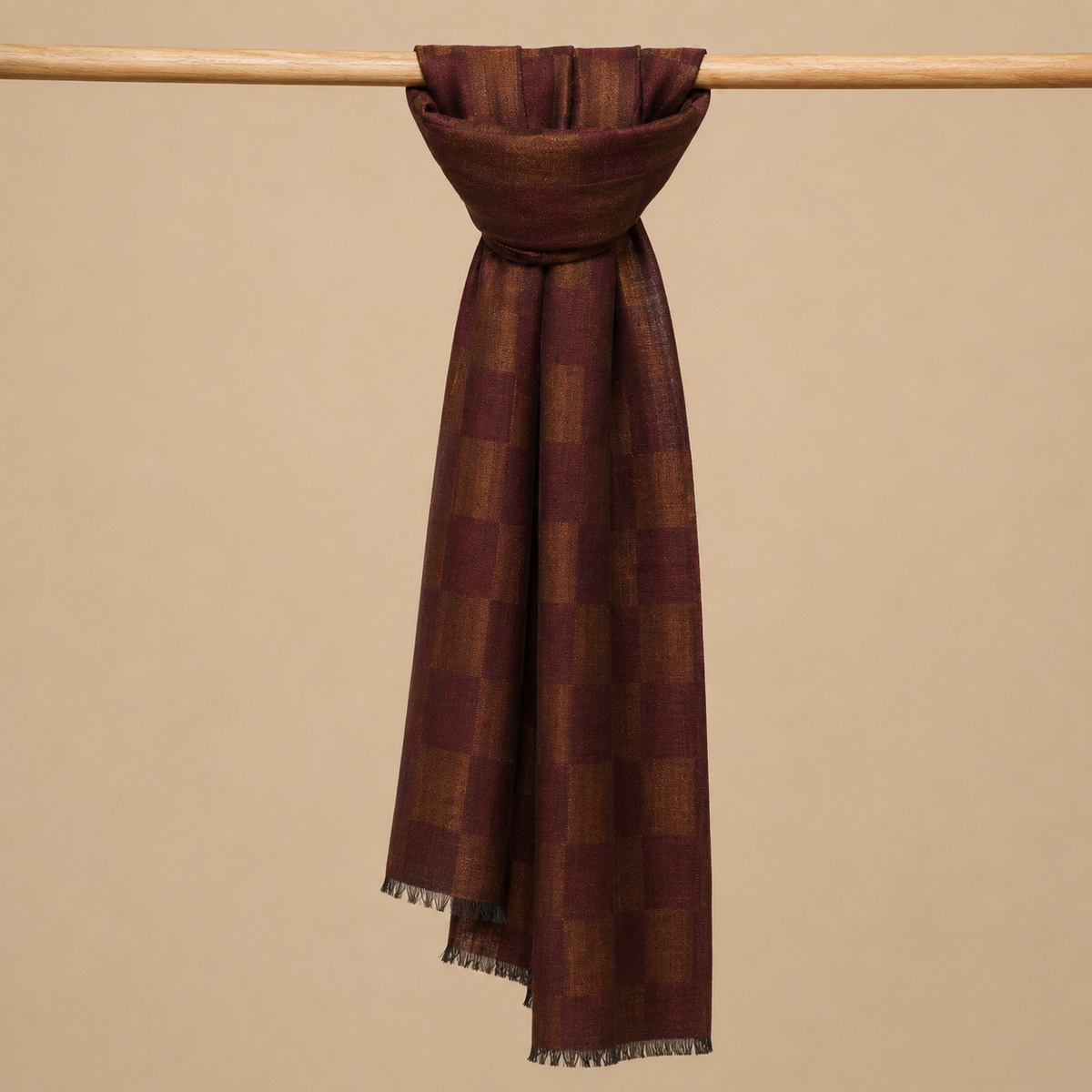 Merino wool moonlight checked stole
