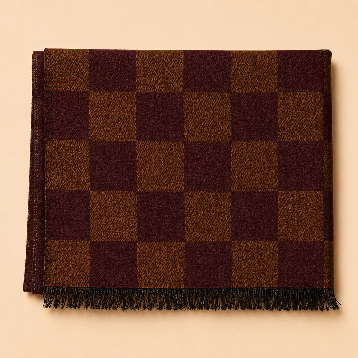 Merino wool moonlight checked stole