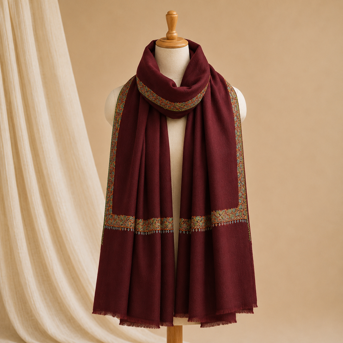 Semi-pashmina hashidar stole