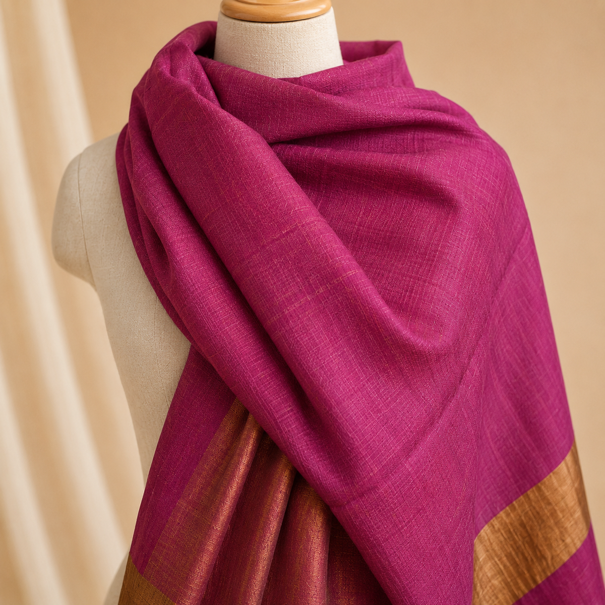Merino wool moonlight border zari stole