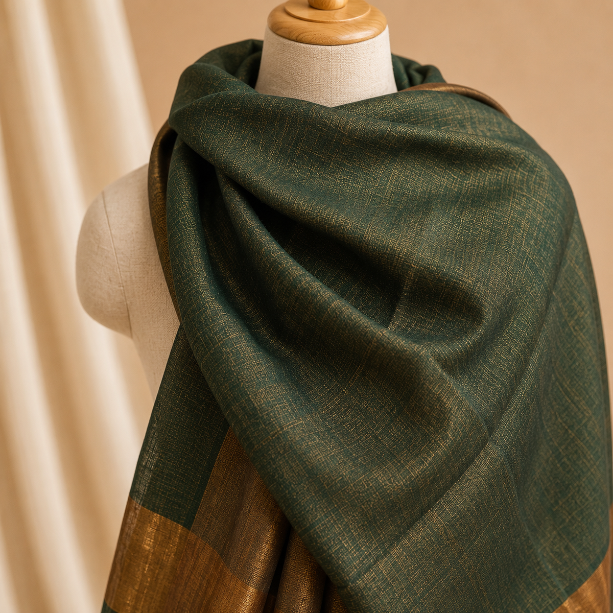 Merino wool moonlight border zari stole