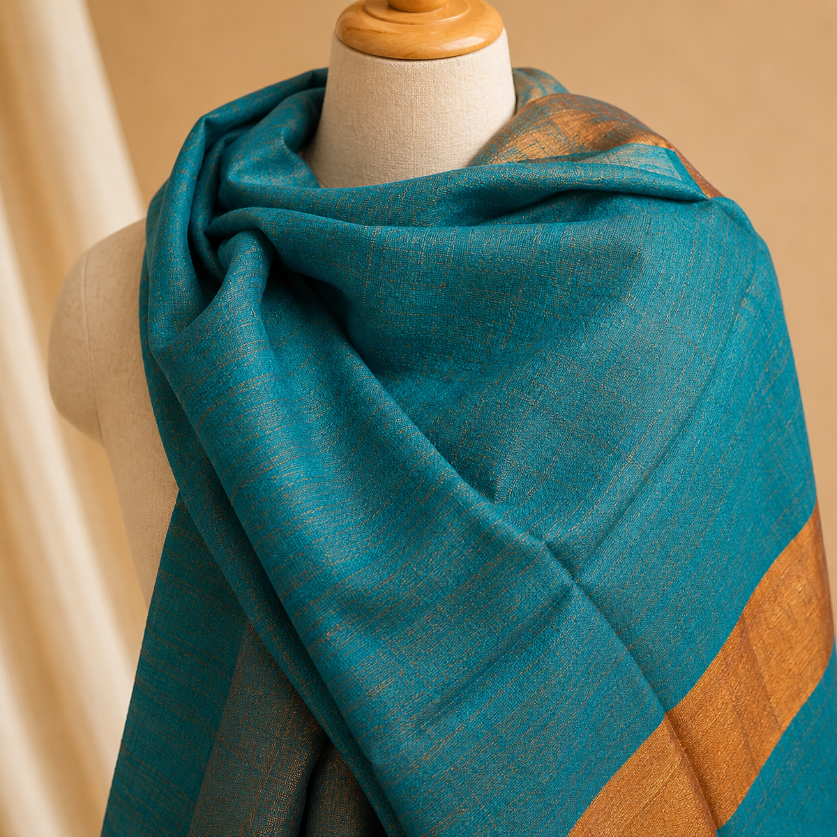 Merino wool moonlight border zari stole
