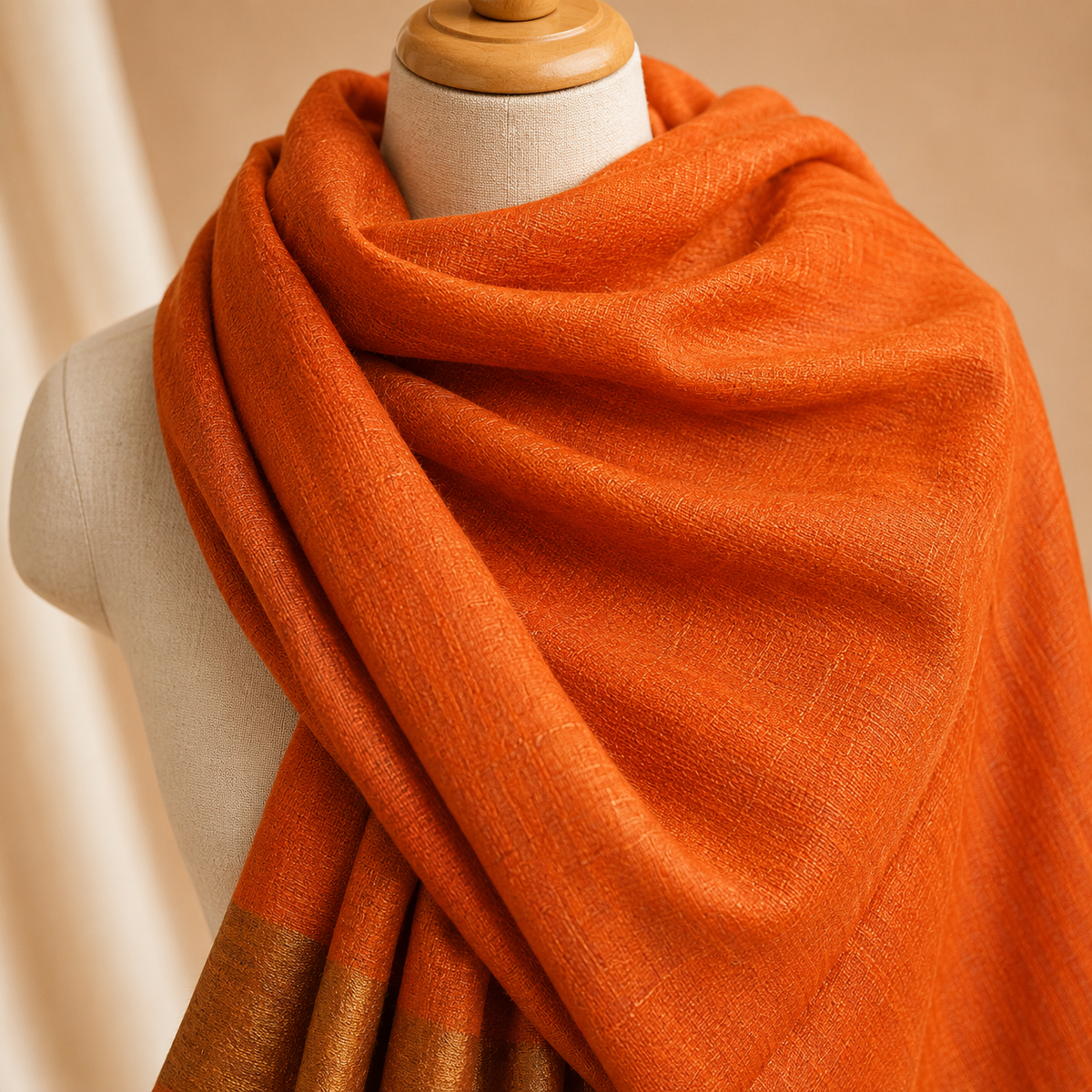 Merino wool moonlight border zari stole