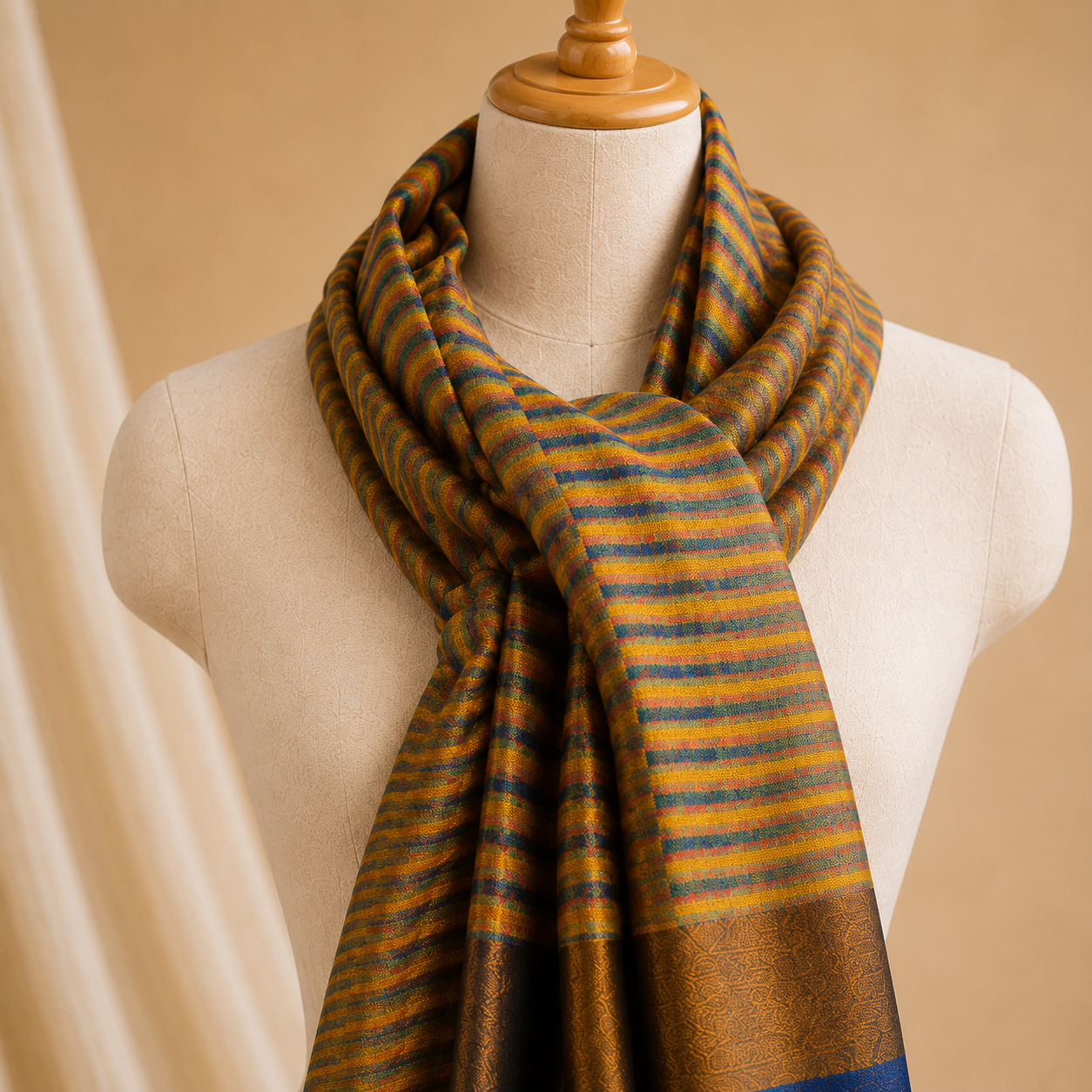 Merino wool ikat zari stole