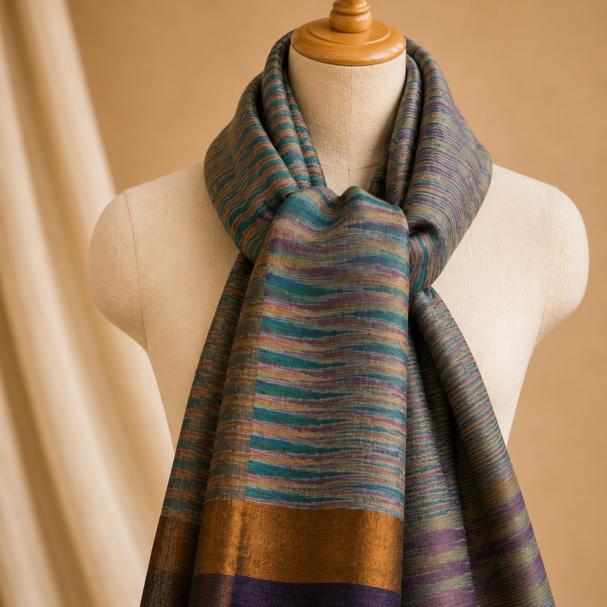 Merino wool ikat zari stole