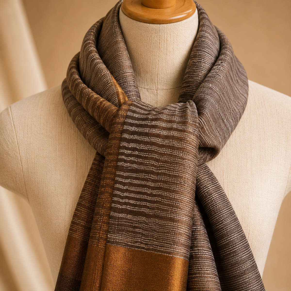Merino wool ikat zari stole