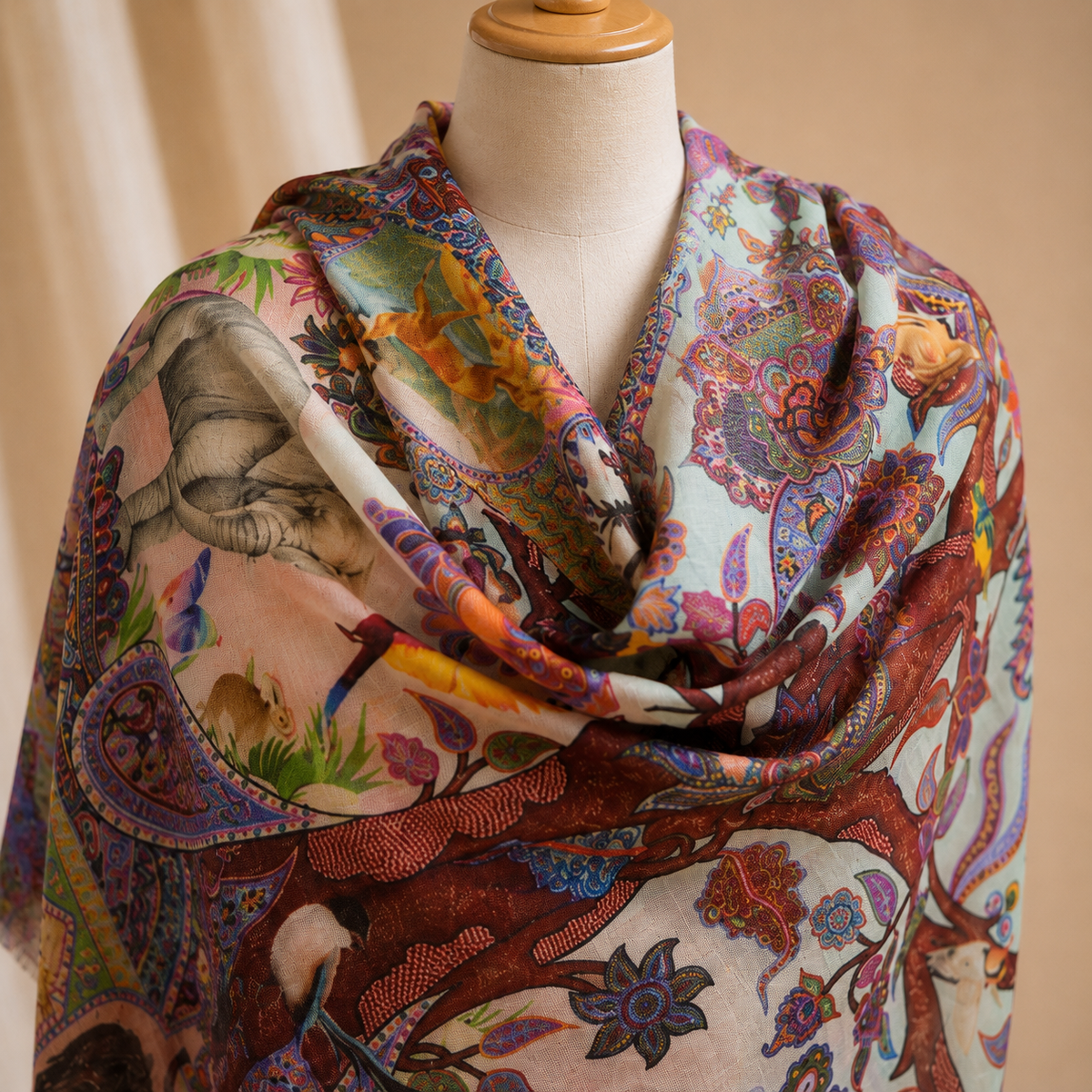 Machine pashmina print stole