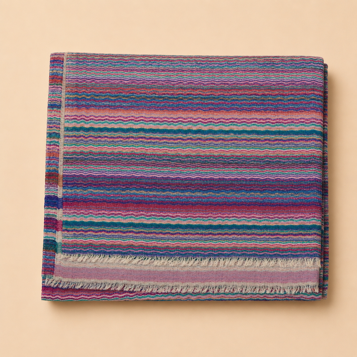 Finewool striped reversible stole