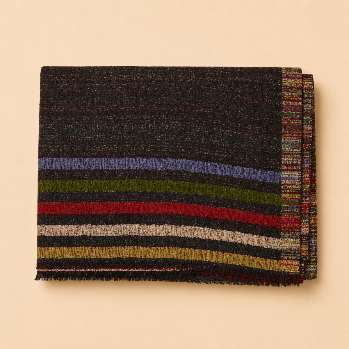 Finewool striped reversible stole