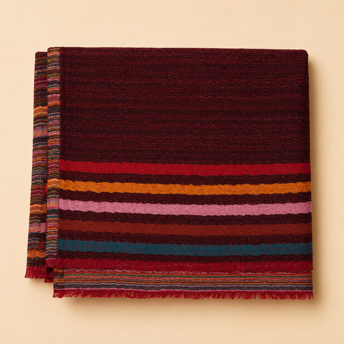 Finewool striped reversible stole