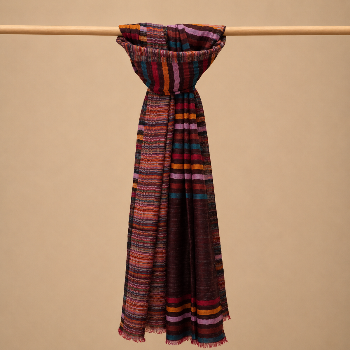 Finewool striped reversible stole