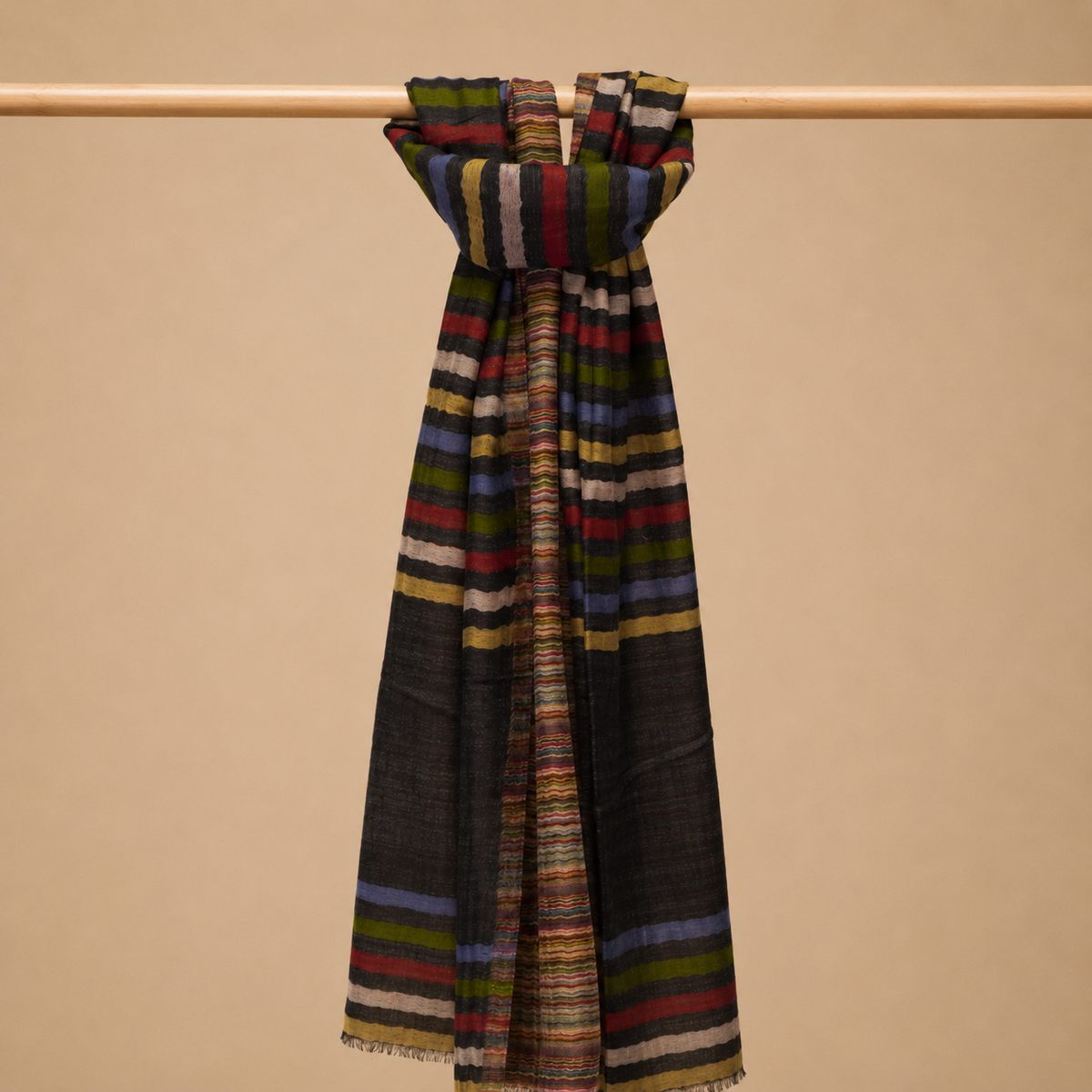 Finewool striped reversible stole