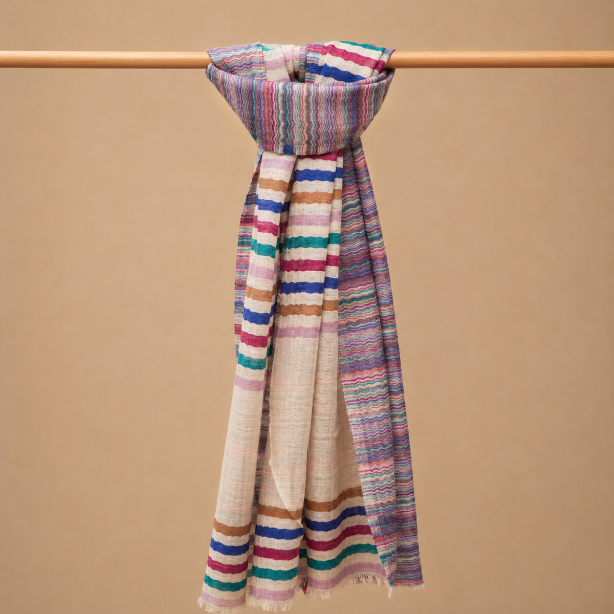 Finewool striped reversible stole