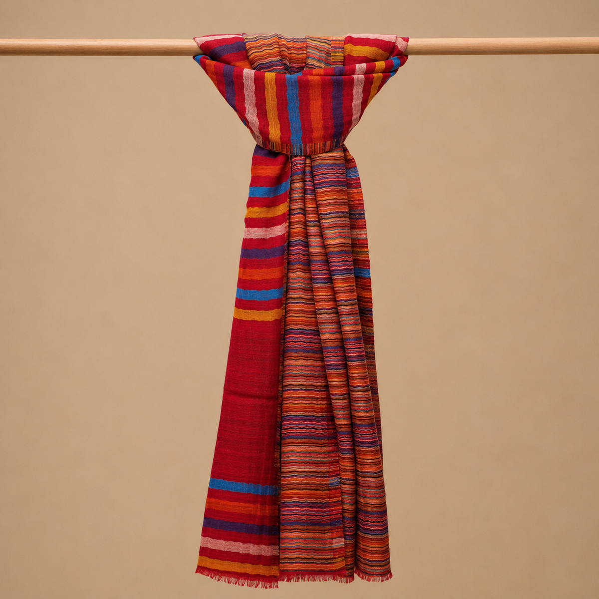 Finewool striped reversible stole