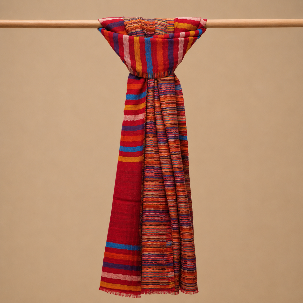 Finewool striped reversible stole